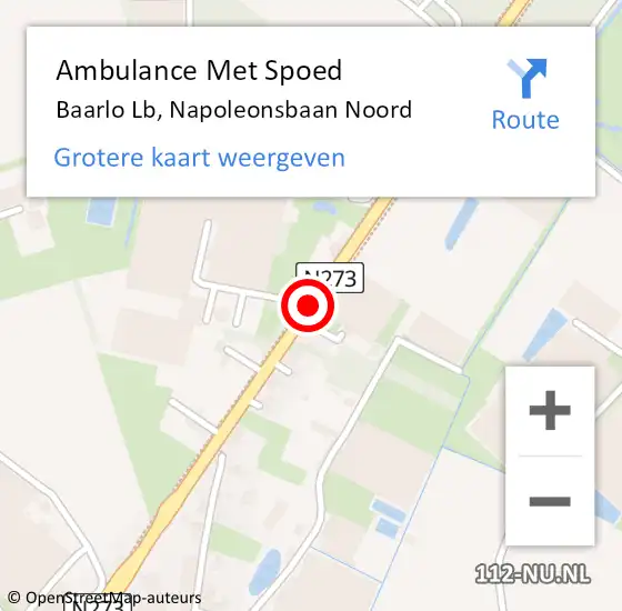 Locatie op kaart van de 112 melding: Ambulance Met Spoed Naar Baarlo Lb, Napoleonsbaan Noord op 16 mei 2014 15:01