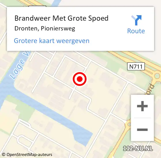 Locatie op kaart van de 112 melding: Brandweer Met Grote Spoed Naar Dronten, Pioniersweg op 21 augustus 2020 13:10