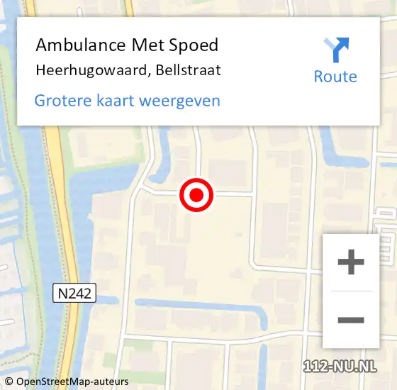 Locatie op kaart van de 112 melding: Ambulance Met Spoed Naar Heerhugowaard, Bellstraat op 21 augustus 2020 13:24