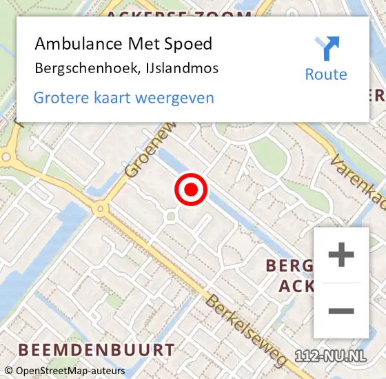 Locatie op kaart van de 112 melding: Ambulance Met Spoed Naar Bergschenhoek, IJslandmos op 21 augustus 2020 13:25