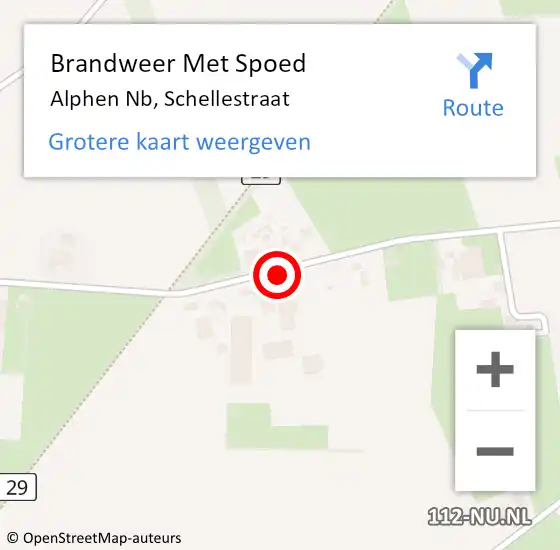 Locatie op kaart van de 112 melding: Brandweer Met Spoed Naar Alphen Nb, Schellestraat op 21 augustus 2020 14:12