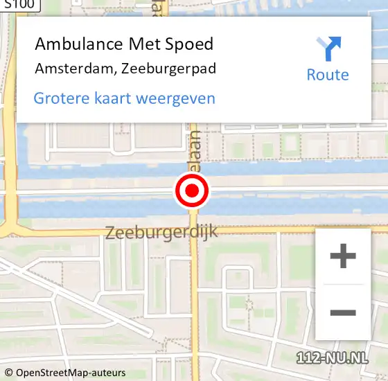 Locatie op kaart van de 112 melding: Ambulance Met Spoed Naar Amsterdam, Zeeburgerpad op 21 augustus 2020 14:24