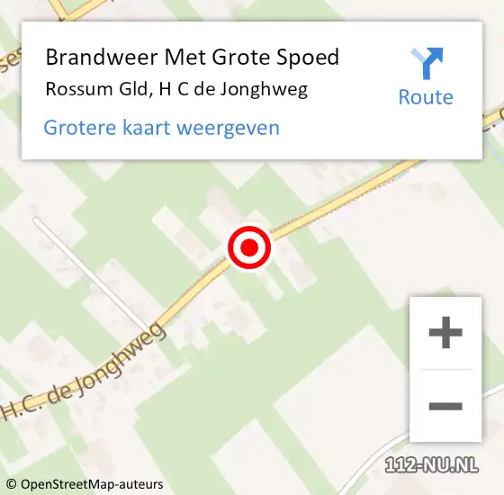 Locatie op kaart van de 112 melding: Brandweer Met Grote Spoed Naar Rossum Gld, H C de Jonghweg op 16 mei 2014 15:20