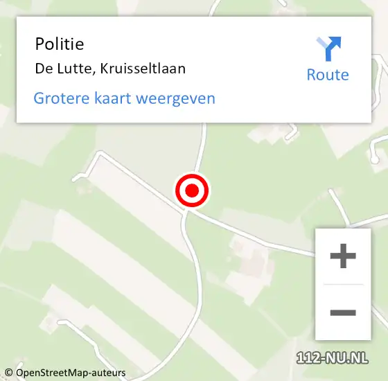 Locatie op kaart van de 112 melding: Politie De Lutte, Kruisseltlaan op 21 augustus 2020 16:02