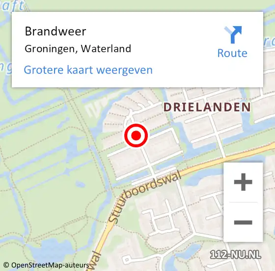 Locatie op kaart van de 112 melding: Brandweer Groningen, Waterland op 21 augustus 2020 17:30