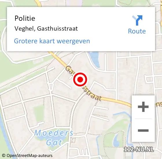 Locatie op kaart van de 112 melding: Politie Veghel, Gasthuisstraat op 21 augustus 2020 20:15