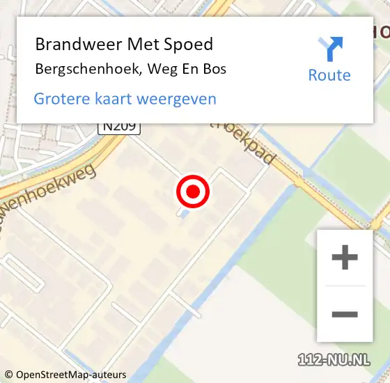 Locatie op kaart van de 112 melding: Brandweer Met Spoed Naar Bergschenhoek, Weg En Bos op 21 augustus 2020 21:06