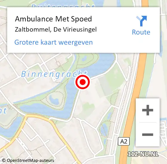 Locatie op kaart van de 112 melding: Ambulance Met Spoed Naar Zaltbommel, De Virieusingel op 21 augustus 2020 22:40