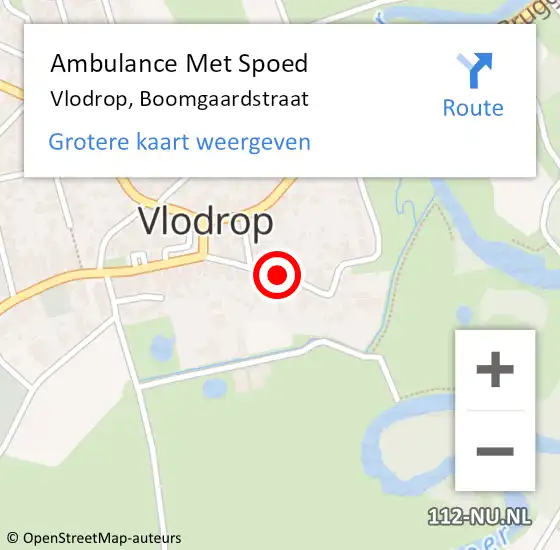 Locatie op kaart van de 112 melding: Ambulance Met Spoed Naar Vlodrop, Boomgaardstraat op 22 augustus 2020 06:46