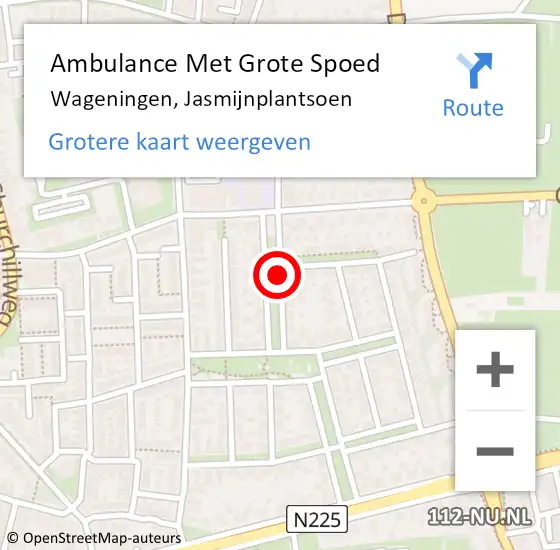 Locatie op kaart van de 112 melding: Ambulance Met Grote Spoed Naar Wageningen, Jasmijnplantsoen op 22 augustus 2020 08:32