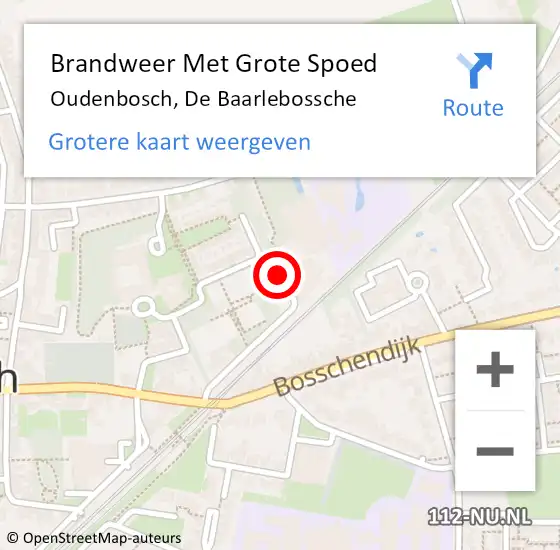 Locatie op kaart van de 112 melding: Brandweer Met Grote Spoed Naar Oudenbosch, De Baarlebossche op 22 augustus 2020 08:37