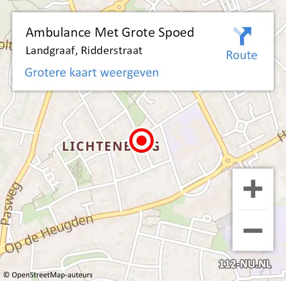 Locatie op kaart van de 112 melding: Ambulance Met Grote Spoed Naar Landgraaf, Ridderstraat op 16 mei 2014 16:34