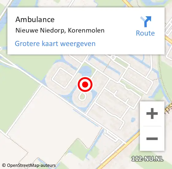 Locatie op kaart van de 112 melding: Ambulance Nieuwe Niedorp, Korenmolen op 22 augustus 2020 12:22