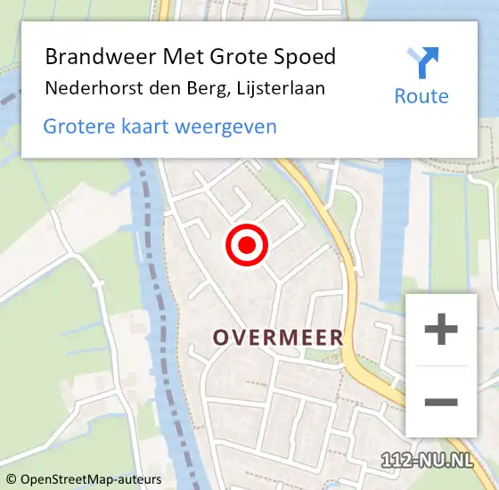 Locatie op kaart van de 112 melding: Brandweer Met Grote Spoed Naar Nederhorst den Berg, Lijsterlaan op 22 augustus 2020 13:41