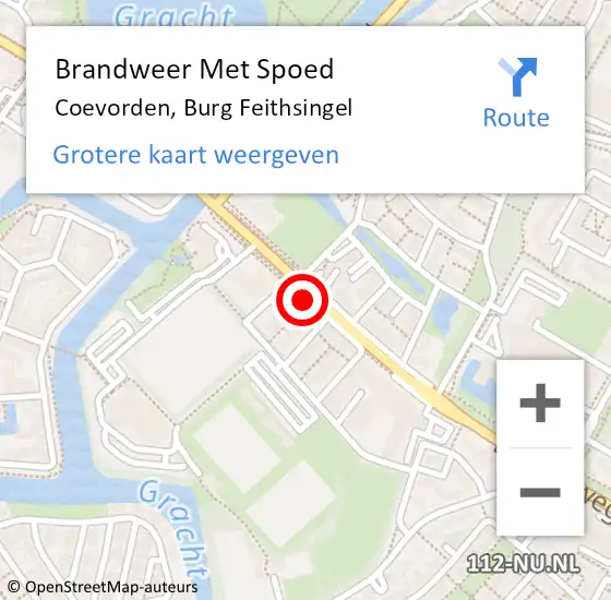 Locatie op kaart van de 112 melding: Brandweer Met Spoed Naar Coevorden, Burg Feithsingel op 22 augustus 2020 13:56