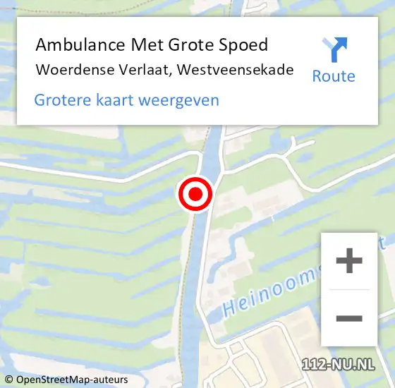 Locatie op kaart van de 112 melding: Ambulance Met Grote Spoed Naar Woerdense Verlaat, Westveensekade op 22 augustus 2020 14:18