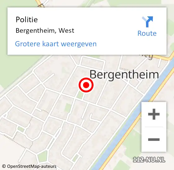 Locatie op kaart van de 112 melding: Politie Bergentheim, West op 22 augustus 2020 14:57