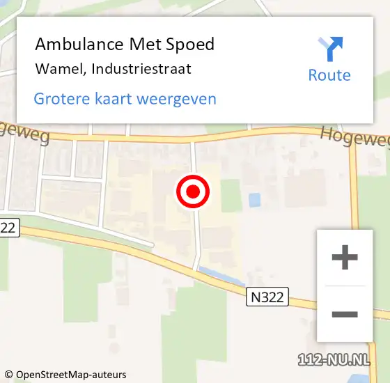 Locatie op kaart van de 112 melding: Ambulance Met Spoed Naar Wamel, Industriestraat op 22 augustus 2020 15:05