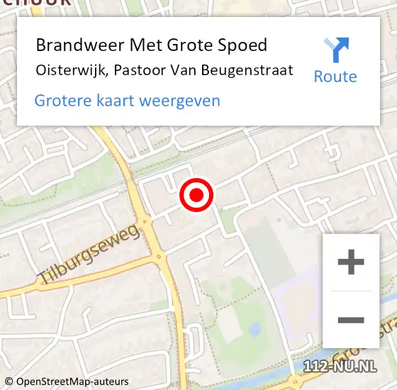 Locatie op kaart van de 112 melding: Brandweer Met Grote Spoed Naar Oisterwijk, Pastoor Van Beugenstraat op 22 augustus 2020 15:38
