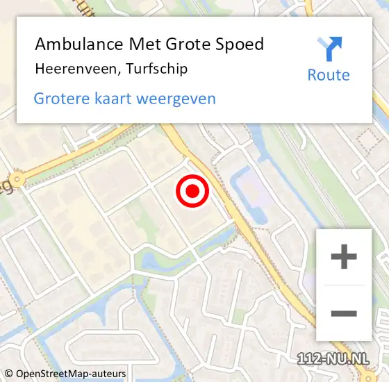 Locatie op kaart van de 112 melding: Ambulance Met Grote Spoed Naar Heerenveen, Turfschip op 2 oktober 2013 08:15