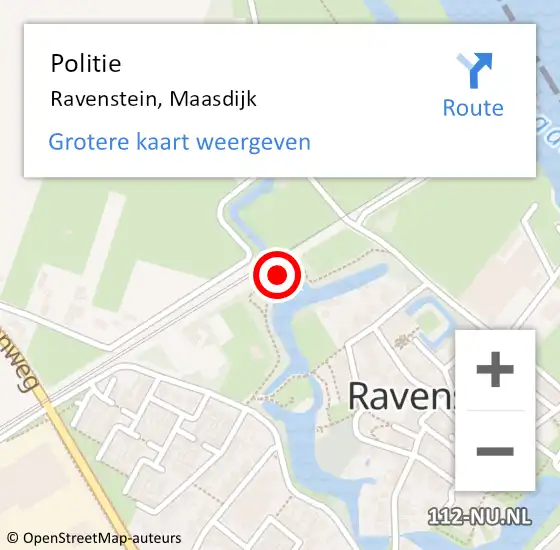 Locatie op kaart van de 112 melding: Politie Ravenstein, Maasdijk op 22 augustus 2020 15:59