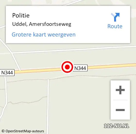 Locatie op kaart van de 112 melding: Politie Uddel, Amersfoortseweg op 22 augustus 2020 18:25