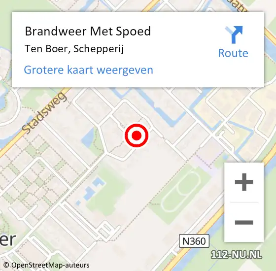 Locatie op kaart van de 112 melding: Brandweer Met Spoed Naar Ten Boer, Schepperij op 16 mei 2014 17:12