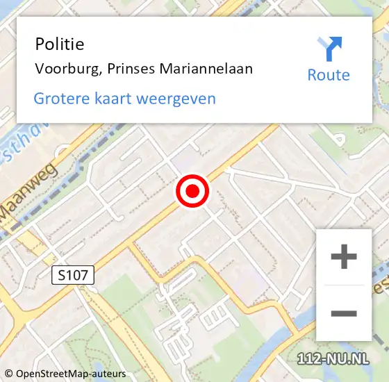 Locatie op kaart van de 112 melding: Politie Voorburg, Prinses Mariannelaan op 2 oktober 2013 08:17