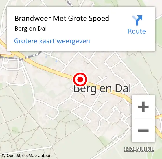 Locatie op kaart van de 112 melding: Brandweer Met Grote Spoed Naar Berg en Dal op 22 augustus 2020 20:48