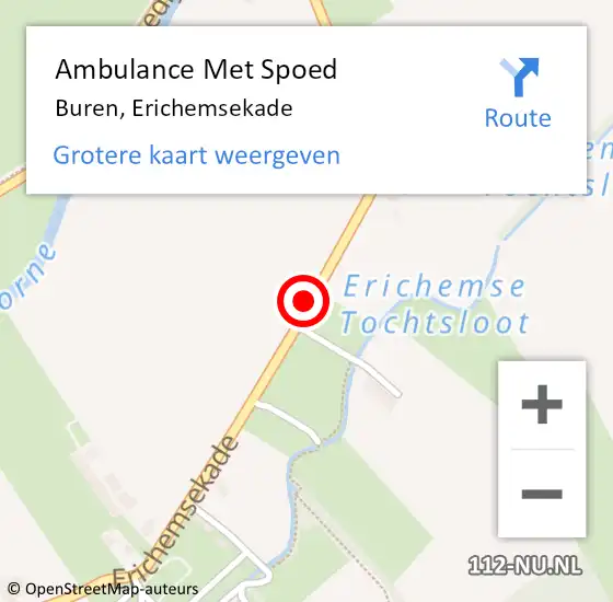 Locatie op kaart van de 112 melding: Ambulance Met Spoed Naar Buren, Erichemsekade op 22 augustus 2020 22:29
