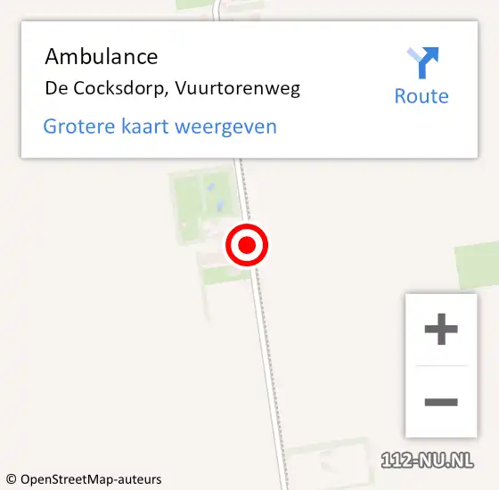 Locatie op kaart van de 112 melding: Ambulance De Cocksdorp, Vuurtorenweg op 22 augustus 2020 22:52