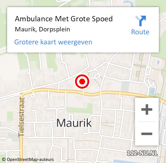 Locatie op kaart van de 112 melding: Ambulance Met Grote Spoed Naar Maurik, Dorpsplein op 16 mei 2014 17:39