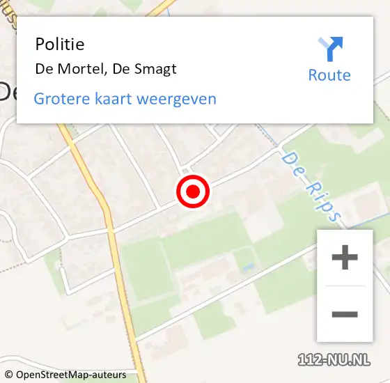 Locatie op kaart van de 112 melding: Politie De Mortel, De Smagt op 23 augustus 2020 00:10