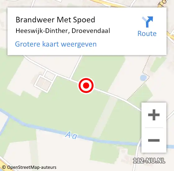 Locatie op kaart van de 112 melding: Brandweer Met Spoed Naar Heeswijk-Dinther, Droevendaal op 23 augustus 2020 00:56