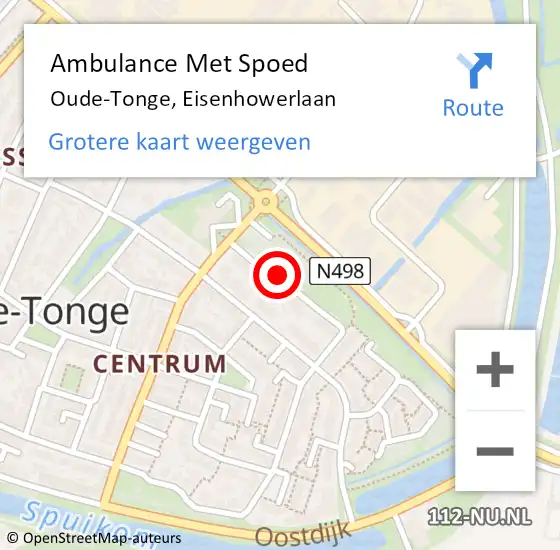 Locatie op kaart van de 112 melding: Ambulance Met Spoed Naar Oude-Tonge, Eisenhowerlaan op 23 augustus 2020 01:12