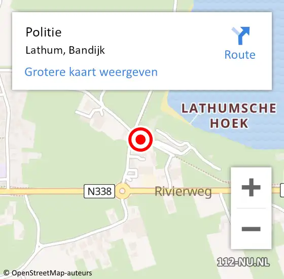 Locatie op kaart van de 112 melding: Politie Lathum, Bandijk op 23 augustus 2020 02:33