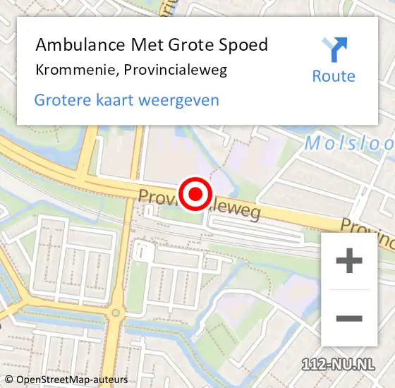 Locatie op kaart van de 112 melding: Ambulance Met Grote Spoed Naar Krommenie, Provincialeweg op 23 augustus 2020 03:29