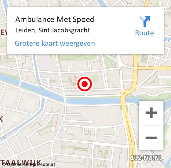 Locatie op kaart van de 112 melding: Ambulance Met Spoed Naar Leiden, Sint Jacobsgracht op 23 augustus 2020 03:44
