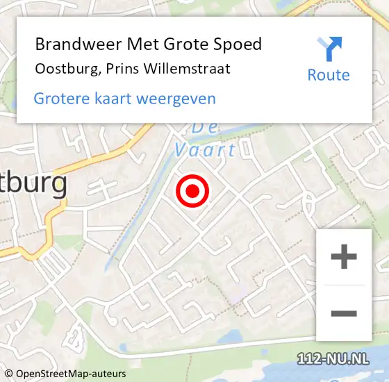 Locatie op kaart van de 112 melding: Brandweer Met Grote Spoed Naar Oostburg, Prins Willemstraat op 23 augustus 2020 05:43