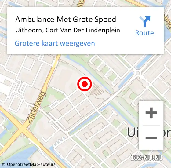 Locatie op kaart van de 112 melding: Ambulance Met Grote Spoed Naar Uithoorn, Cort Van Der Lindenplein op 23 augustus 2020 08:13