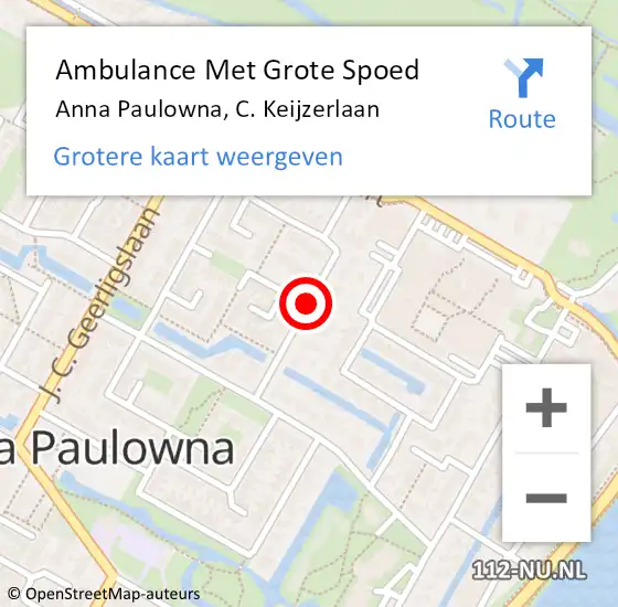 Locatie op kaart van de 112 melding: Ambulance Met Grote Spoed Naar Anna Paulowna, C. Keijzerlaan op 23 augustus 2020 10:46