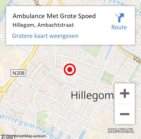 Locatie op kaart van de 112 melding: Ambulance Met Grote Spoed Naar Hillegom, Ambachtstraat op 23 augustus 2020 13:59