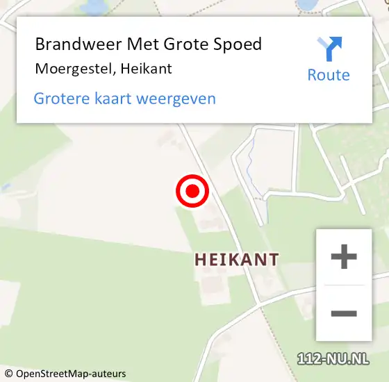 Locatie op kaart van de 112 melding: Brandweer Met Grote Spoed Naar Moergestel, Heikant op 23 augustus 2020 14:13