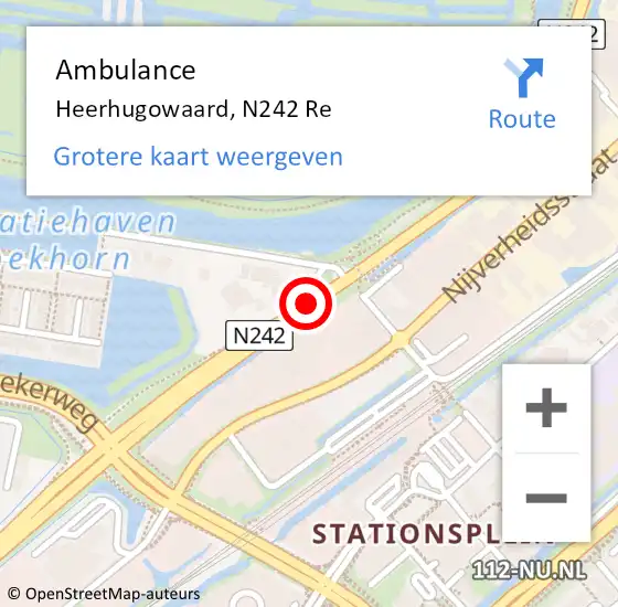 Locatie op kaart van de 112 melding: Ambulance Heerhugowaard, N242 Re op 23 augustus 2020 15:44