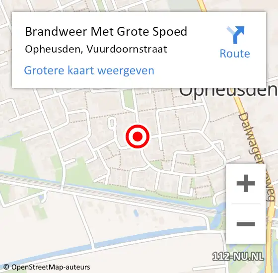 Locatie op kaart van de 112 melding: Brandweer Met Grote Spoed Naar Opheusden, Vuurdoornstraat op 23 augustus 2020 17:17