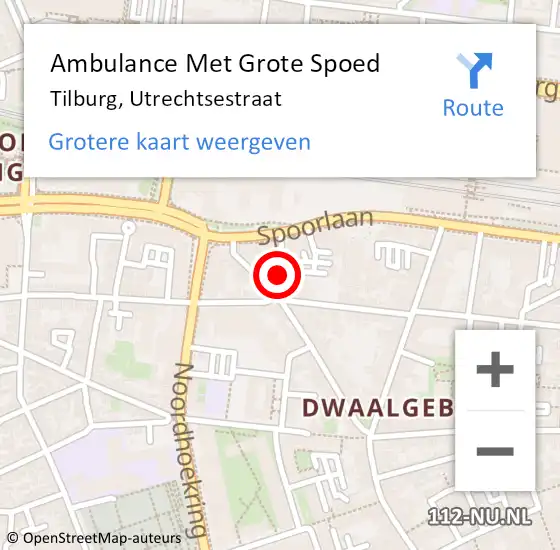 Locatie op kaart van de 112 melding: Ambulance Met Grote Spoed Naar Tilburg, Utrechtsestraat op 16 mei 2014 18:57