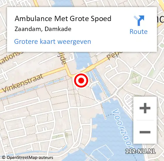 Locatie op kaart van de 112 melding: Ambulance Met Grote Spoed Naar Zaandam, Damkade op 23 augustus 2020 19:24