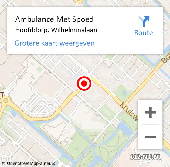 Locatie op kaart van de 112 melding: Ambulance Met Spoed Naar Hoofddorp, Wilhelminalaan op 23 augustus 2020 19:57