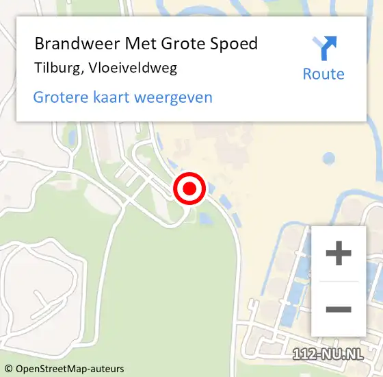 Locatie op kaart van de 112 melding: Brandweer Met Grote Spoed Naar Tilburg, Vloeiveldweg op 23 augustus 2020 20:23