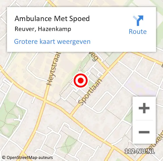 Locatie op kaart van de 112 melding: Ambulance Met Spoed Naar Reuver, Hazenkamp op 23 augustus 2020 20:48